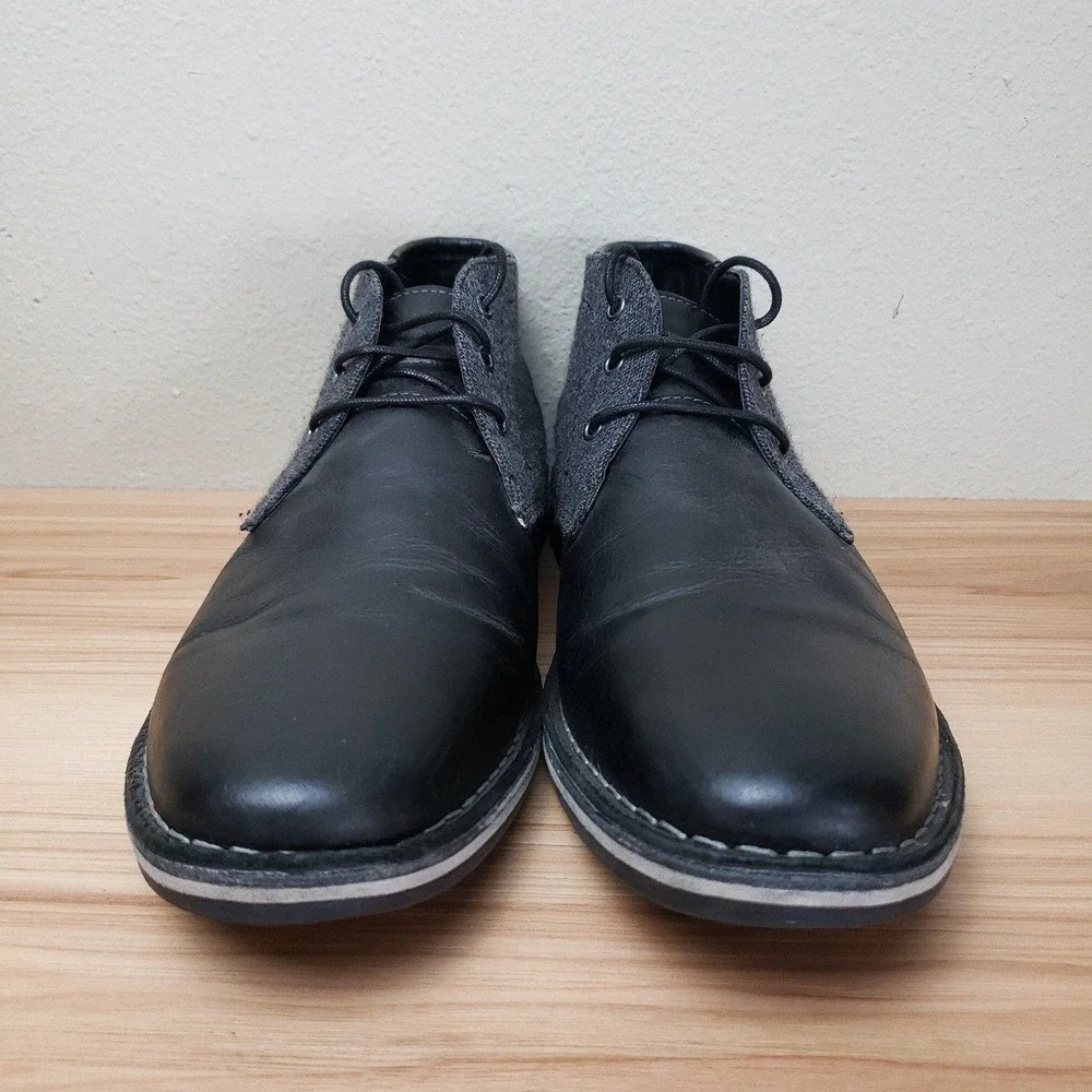 Steve‎ Madden Men's 13 P-Iconic Chukka Boots Black Mixed Media Lace Up Loafer